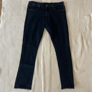 Polo Ralph Lauren Men’s Dark Blue Denim Jeans 36x34 Classic Fit Black Patch